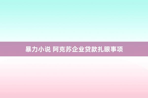 暴力小说 阿克苏企业贷款扎眼事项