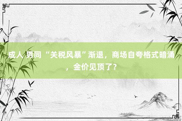 成人 男同 “关税风暴”渐退，商场自夸格式暗涌，金价见顶了？
