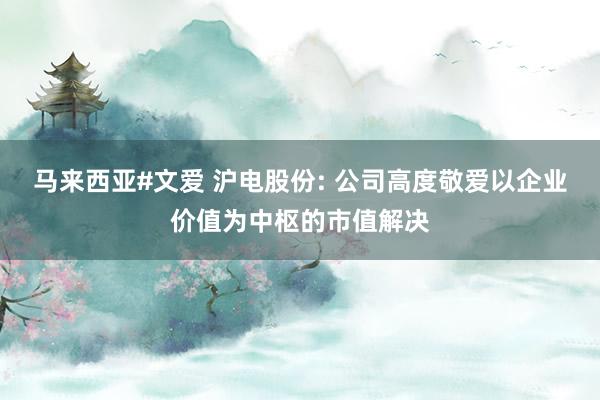 马来西亚#文爱 沪电股份: 公司高度敬爱以企业价值为中枢的市值解决